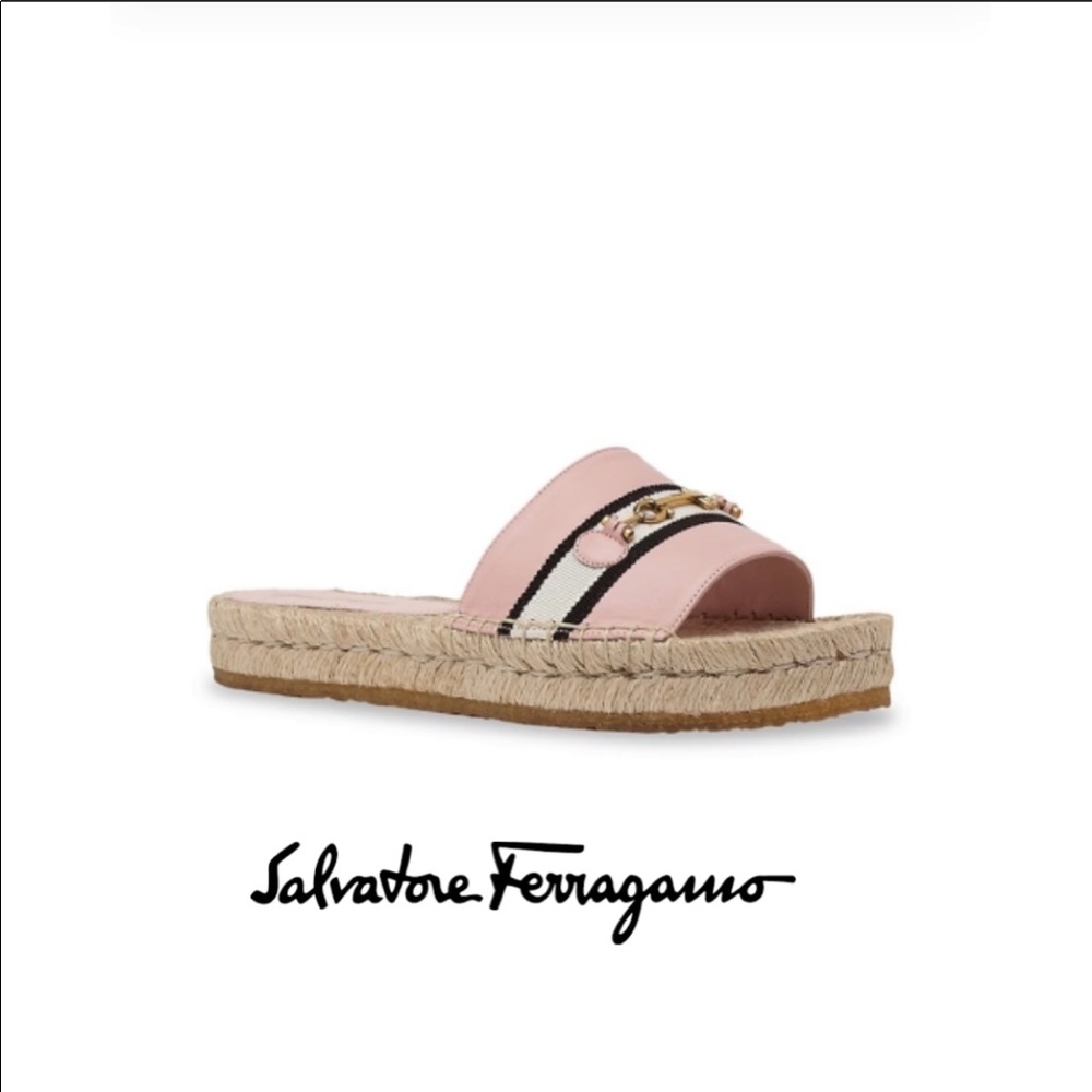 Salvatore Ferragamo Kaden Leather Espadrille Slide